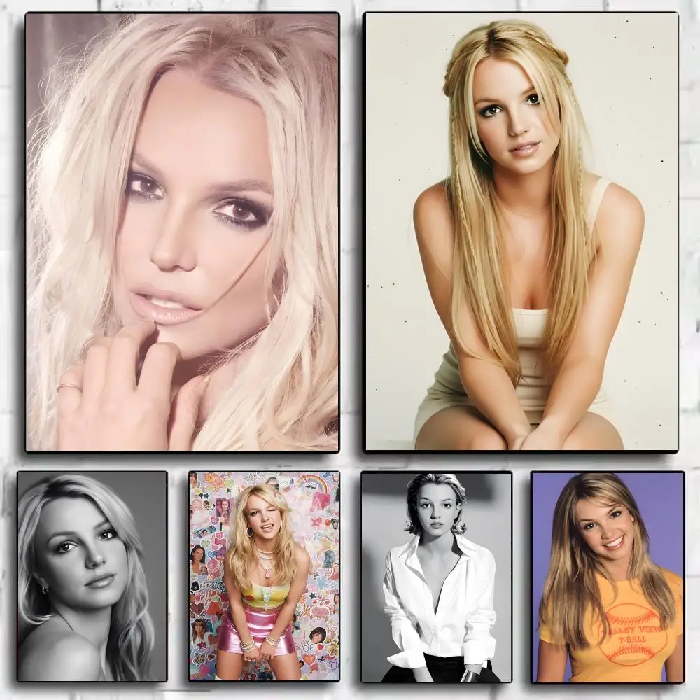 Music B-Britney Spears Poster Framed Canvas Wall Art Print for Office Dining Room Bathroom Wall Decor