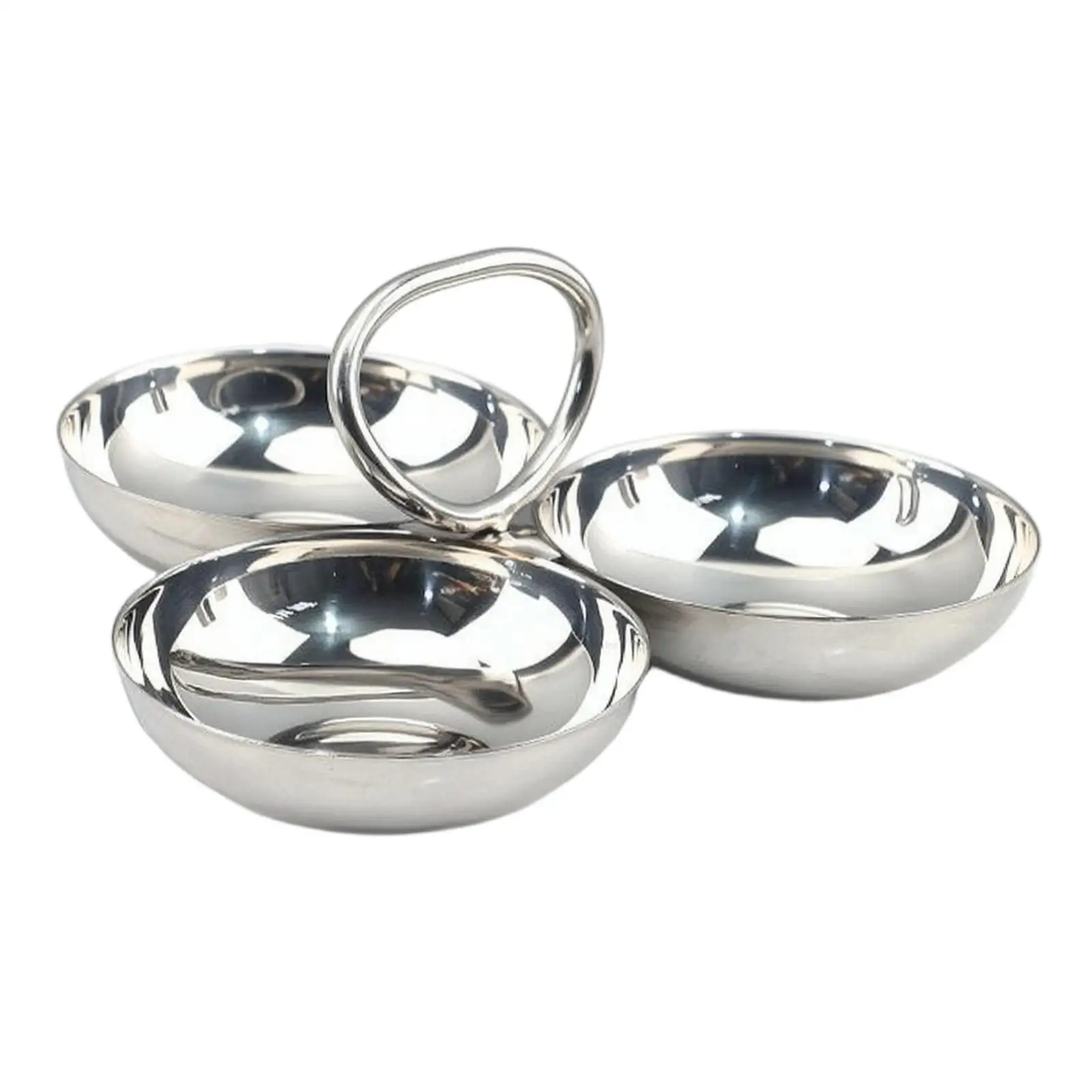 Elegant 3-part Stainless Steel Dessert Dish Round Serving Tray Classic Decor Accessory for Party Spreads