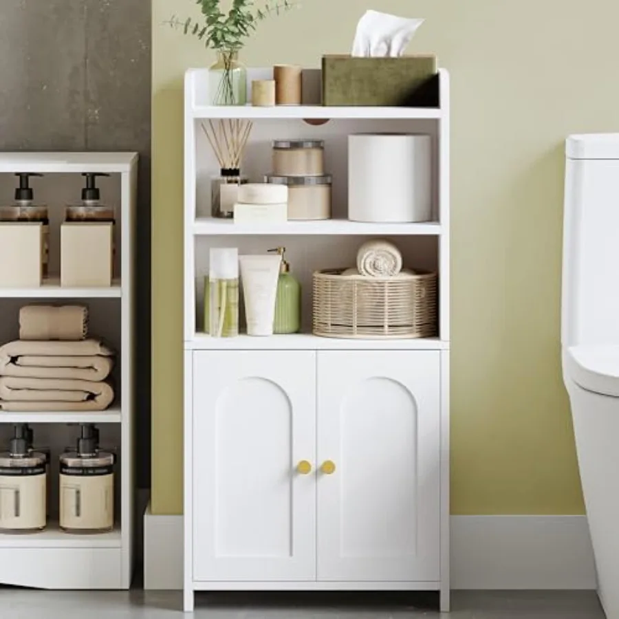 

Small Bathroom Storage Cabinet Bathroom Organizers and Storage with 2 Doors and Shelves Floor Cabinet Freestanding with Adjusta