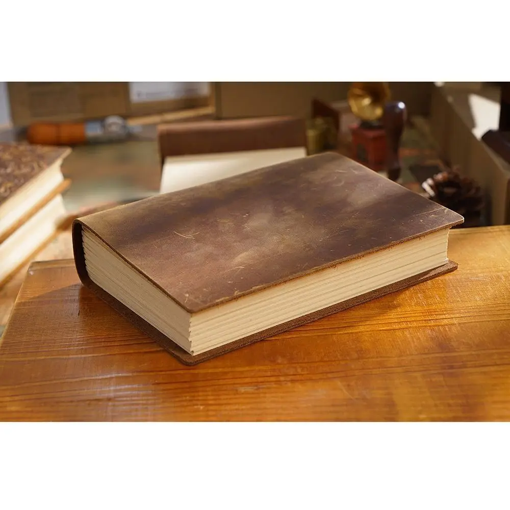 Handmade Embossed Sketchbook Unlined Vintage Leather Notebook Thick Paper Genuine Leather Bound Daily Notepad Women view 5