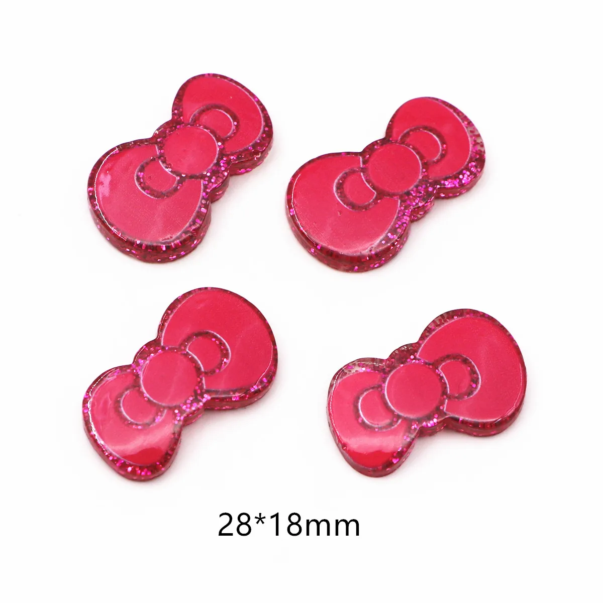 10pcs Resin Glitter Red/Pink/Hot Pink Bow Flatback Cabochon DIY Hair Bow Center Decoration Accessories,28*18mm
