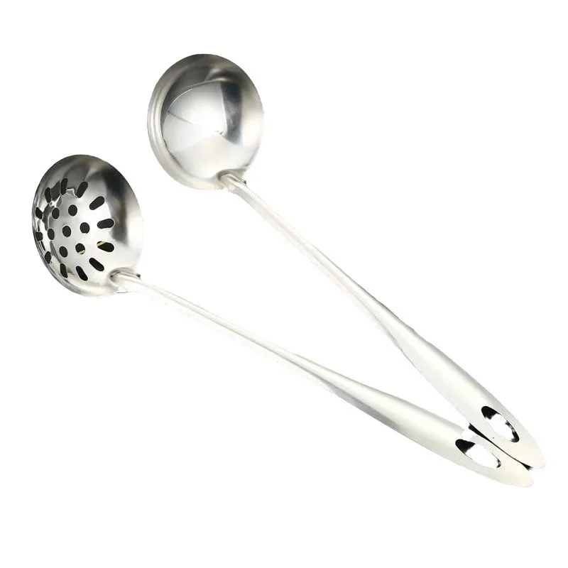 Suppenkellen-Set aus Edelstahl – extra dicker und langer Griff, großer Servierlöffel für Hot-Pot-Suppen und Kochen – Detail 3