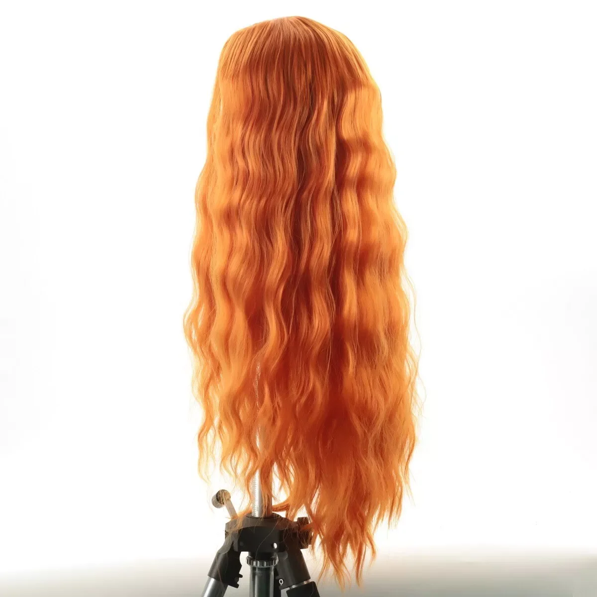 Women Long Wavy Cosplay Wig Heat Resistant Synthetic Hair Orange Halloween