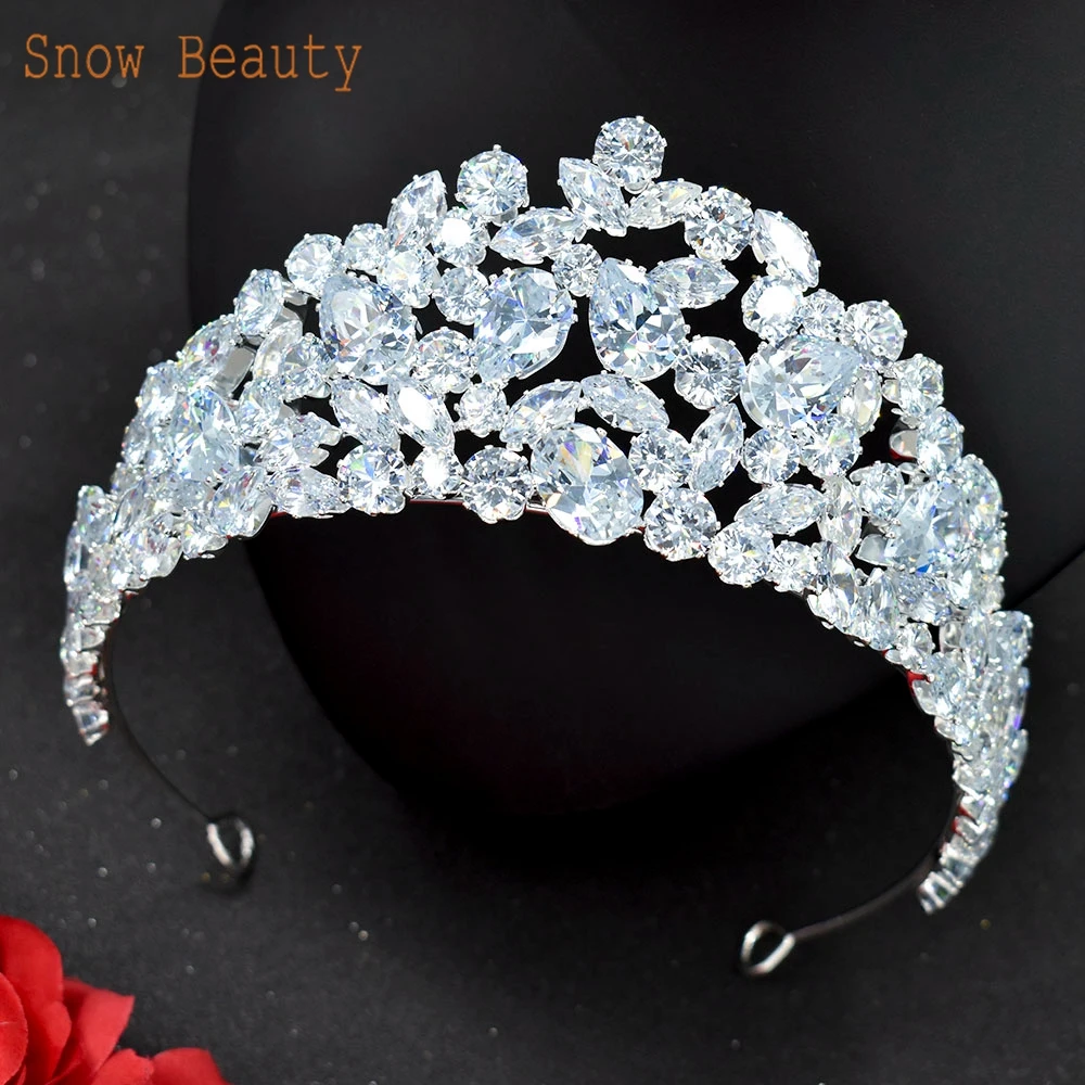 A366 Zirconia Công Chúa Cưới Cô Dâu Tiaras Và Vương Miện Cuộc Thi Tóc Trang Sức Dự Tiệc Mũi Cho Nữ Vương Miện Sinh Nhật Mũ Trùm Đầu