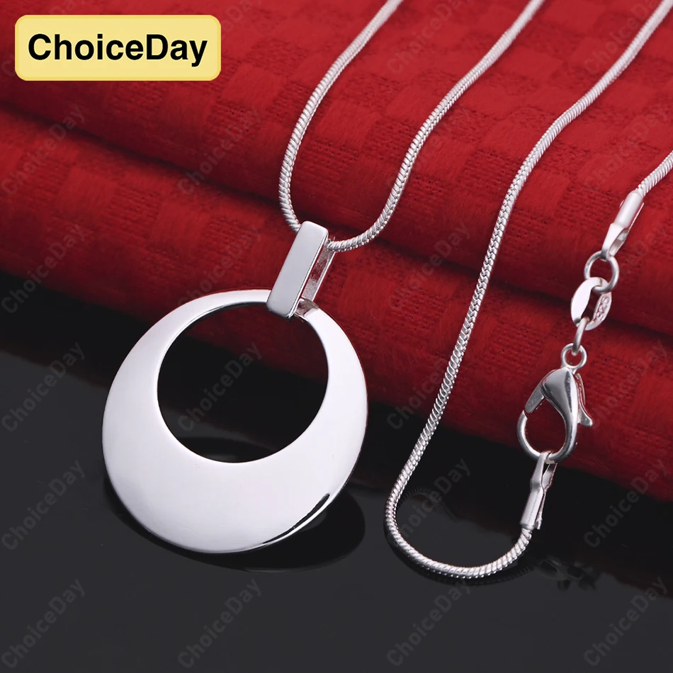 

ChoiceDay Fashion 925 Sterling Silver Delicate Round Pendant Necklace for Women Party Accessories Gift Jewelry