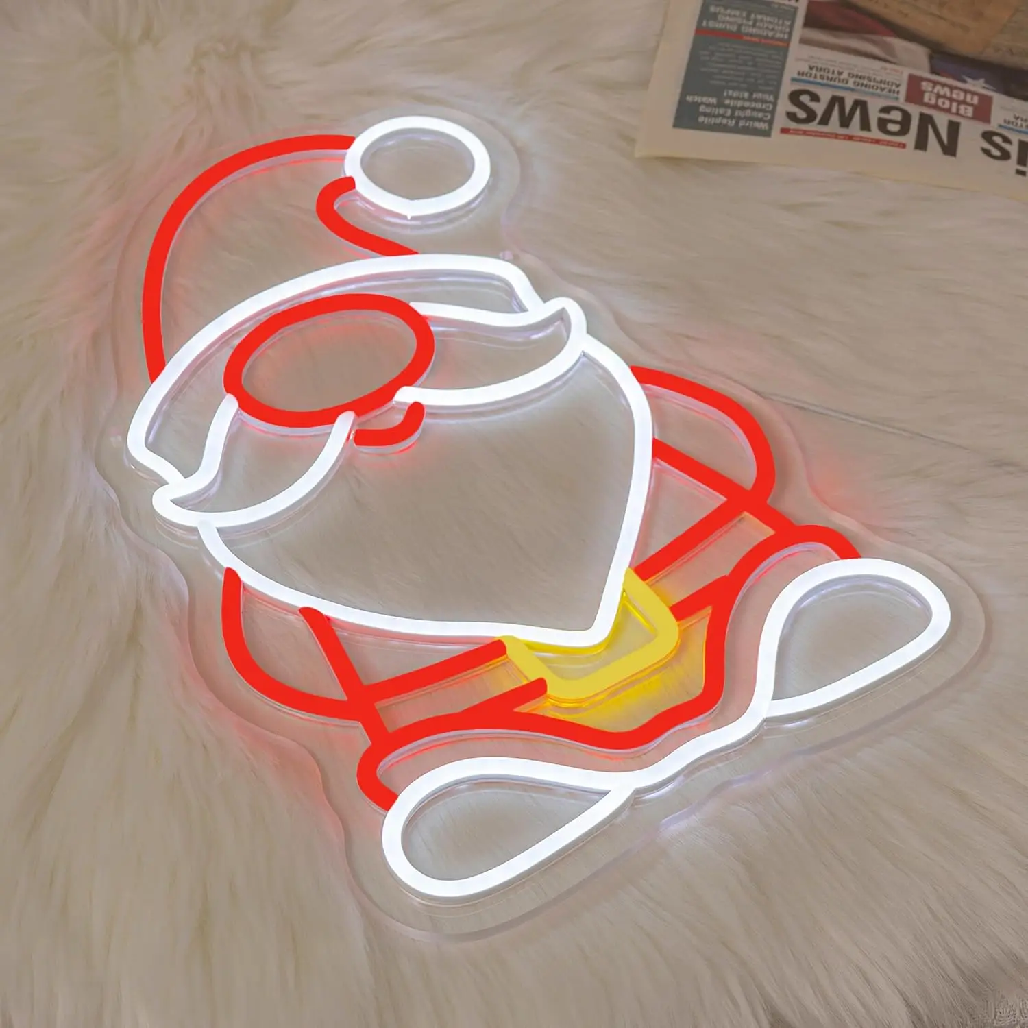 Świąteczny Gnom Neonowy Znak do Dekoracji Ścian Święty Mikołaj LED Neonowy Znak Kolorowy na Imprezę Sypialnia Pokój Dziecięcy Bar Dekoracja