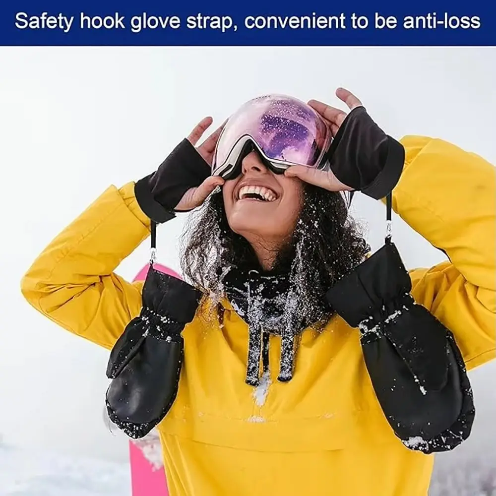 

4Pcs Adjustable Design Elastic Wrist Straps Metal Button Nylon Material Ski Glove Leashes Elastic Construction