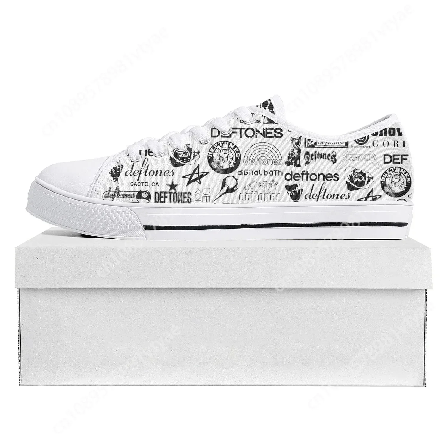 Deftones Rock Band Low Top High Quality Sneakers Mens Womens Teenager Canvas Skeleton Couple Shoes Pop Sneaker Custom Shoe