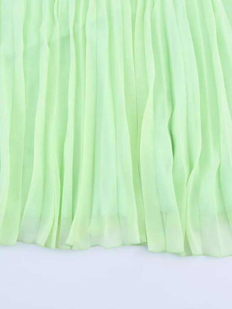 ผู้หญิงฤดูร้อน MIDI กระโปรงจีบ 2025 แฟชั่นหวานชีฟองด้านข้างซิปหญิง Elegant Street กระโปรงเสื้อผ้า