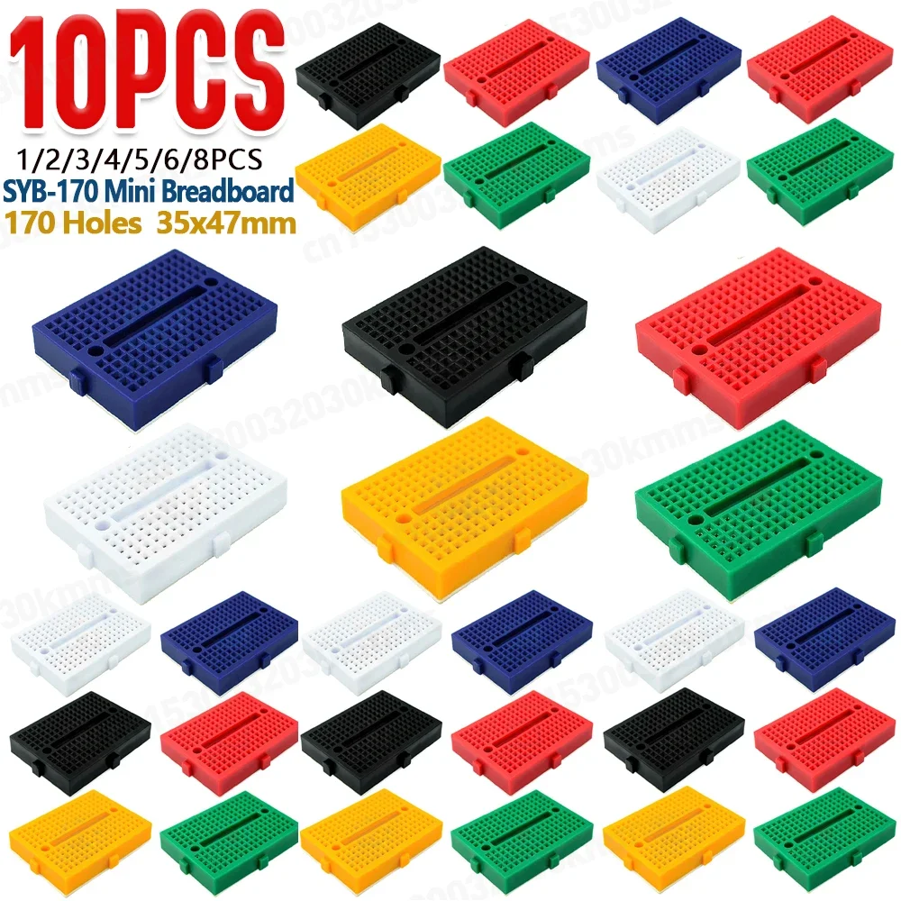 

1-10PCS SYB-170 Mini Solderless Prototype Breadboard 170 Holes Breadboard Prototype Board 35x47mm for Small DIY Kits
