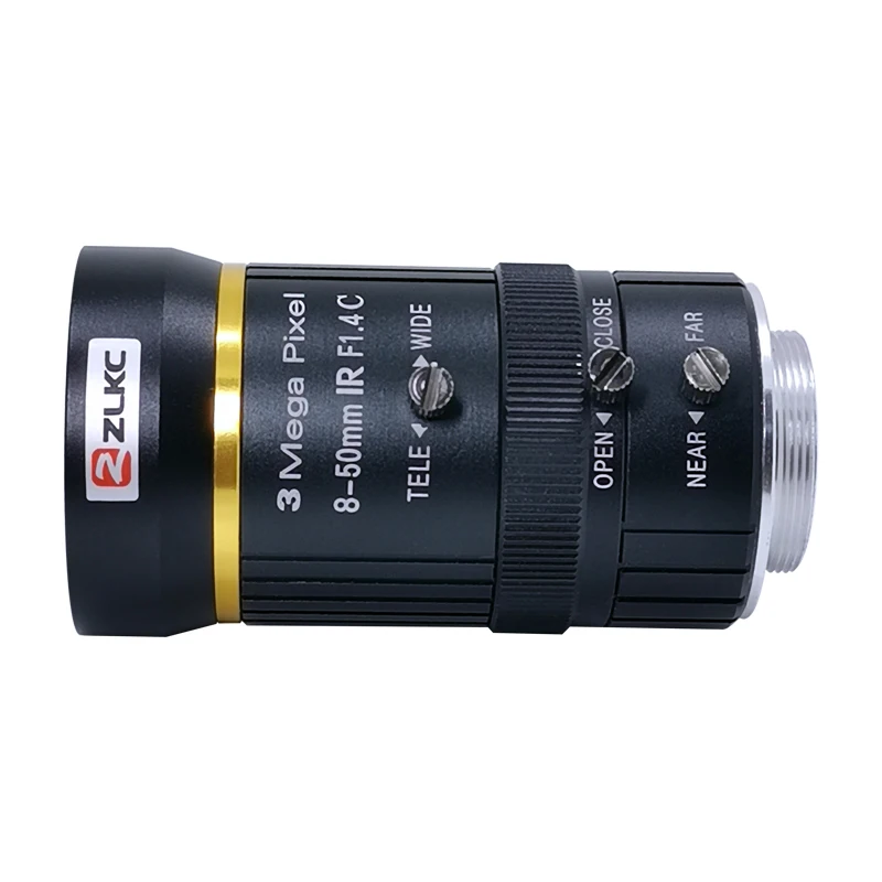 ZLKC HD FA CCTV Lens 8-50mm Zoom Lens 1/2.3 Inch Varifocal Manual Iris 3MP C Mount Surveillance Security Camera Machine Vision