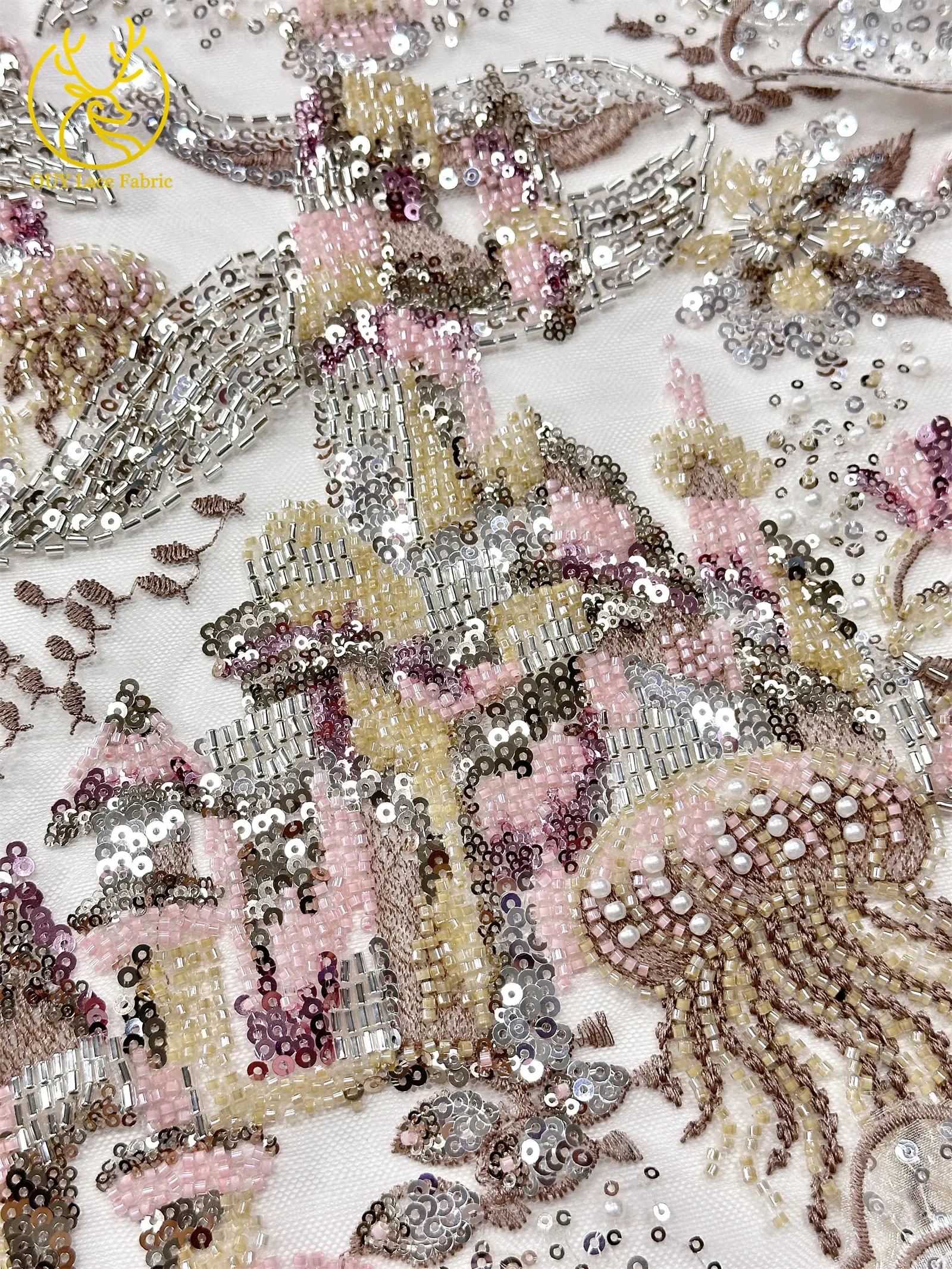 Luxus Schwarz 3D Schmetterling Blumen Stickerei Kleid Spitze Stoff Afrikanische Gold Perlen Pailletten Tüll Spitze Stoff Party Kleider – Detail 8