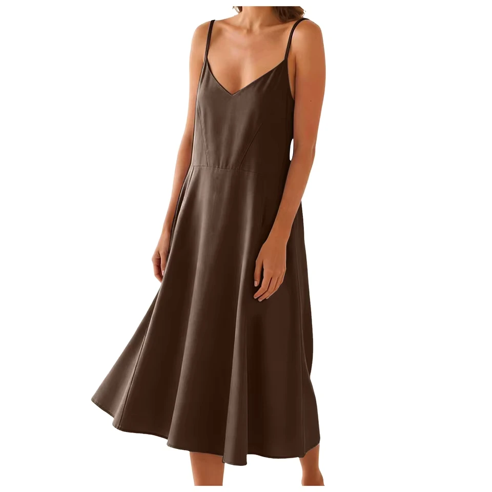 

Women Strapless Dress Pure Cotton Sleeveless Backless Dress With Flowing Long vestidos para mujer