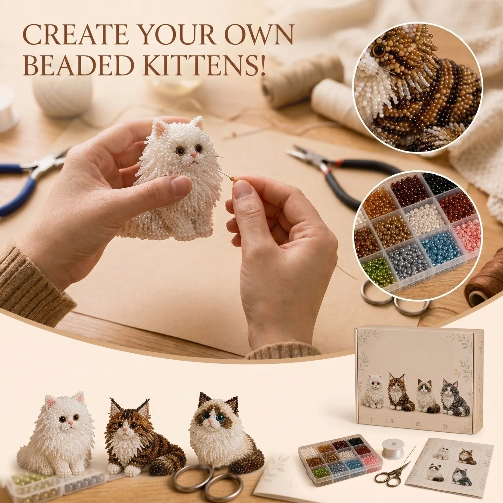 3D DIY Cat Handmade Bead Art K - огляд і ціна Art Craft House Making