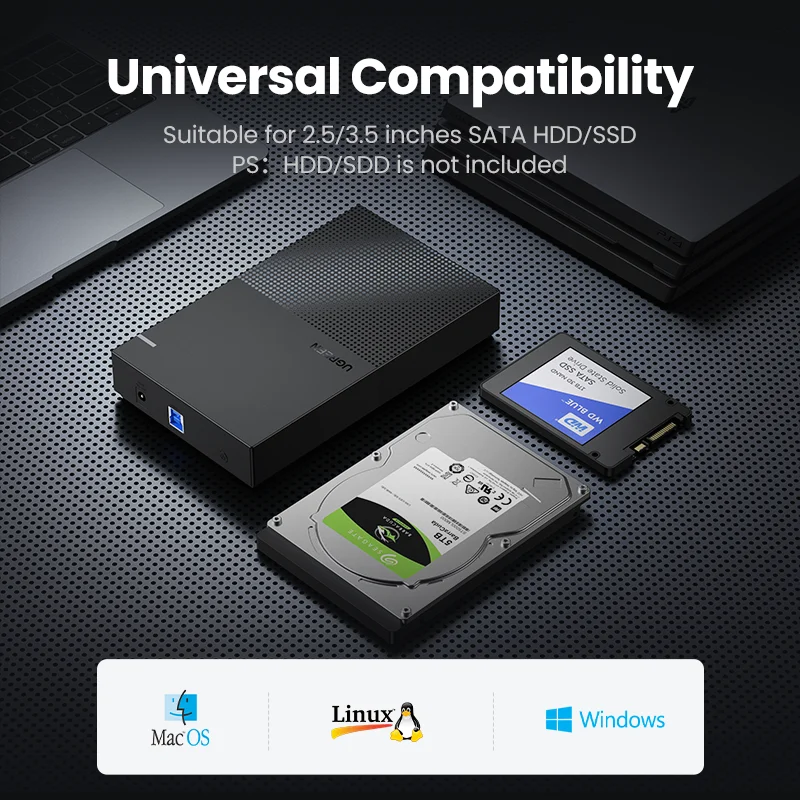 Imagem -06 - Ugreen Hdd Case 3.5 2.5 Sata para Usb 3.0 Adaptador Externo Disco Rígido Gabinete Leitor para Ssd Disco Hdd Caixa Case hd 3.5 Hdd Case