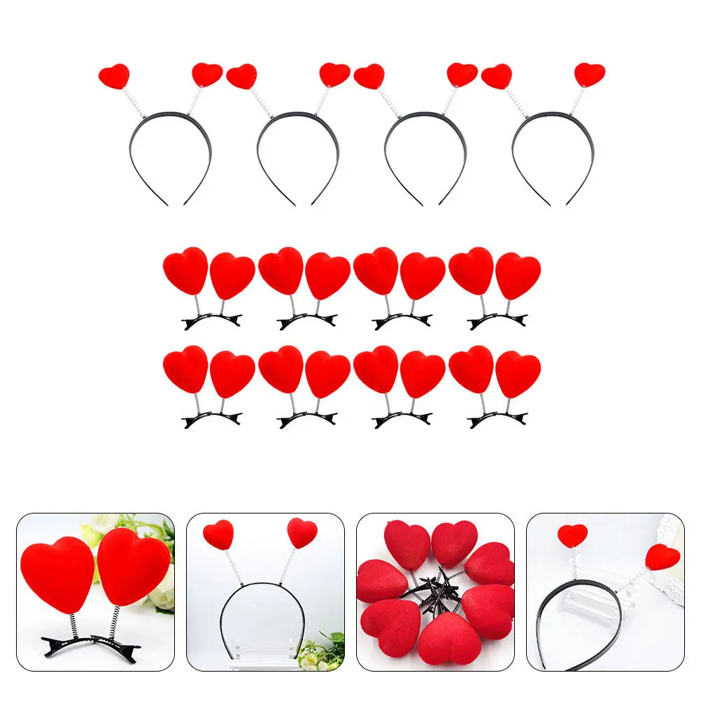 

Valentine Headband with Hearts Cute Red Hair Accessories for Women Girls Valentines Day Party Favors Love Themed Boppers