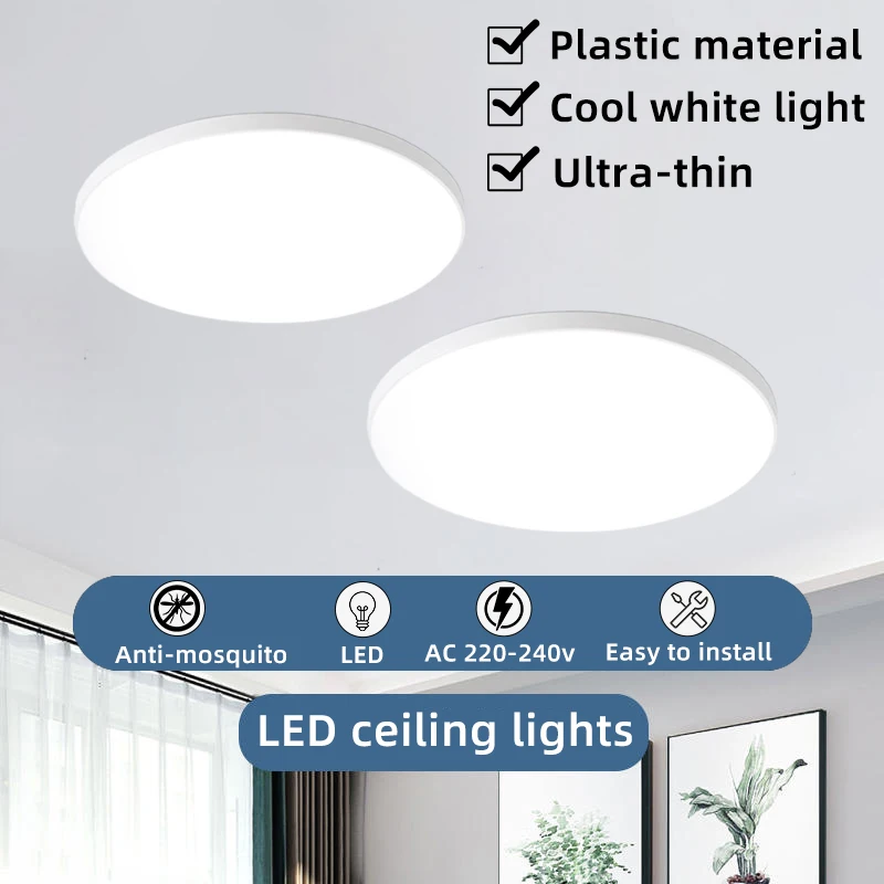 

22cm Round Ceiling Light 8W 6000K Suitable for Living Room Kitchen Bedroom Corridor Ultra-thin LED Light Anti-mosquito