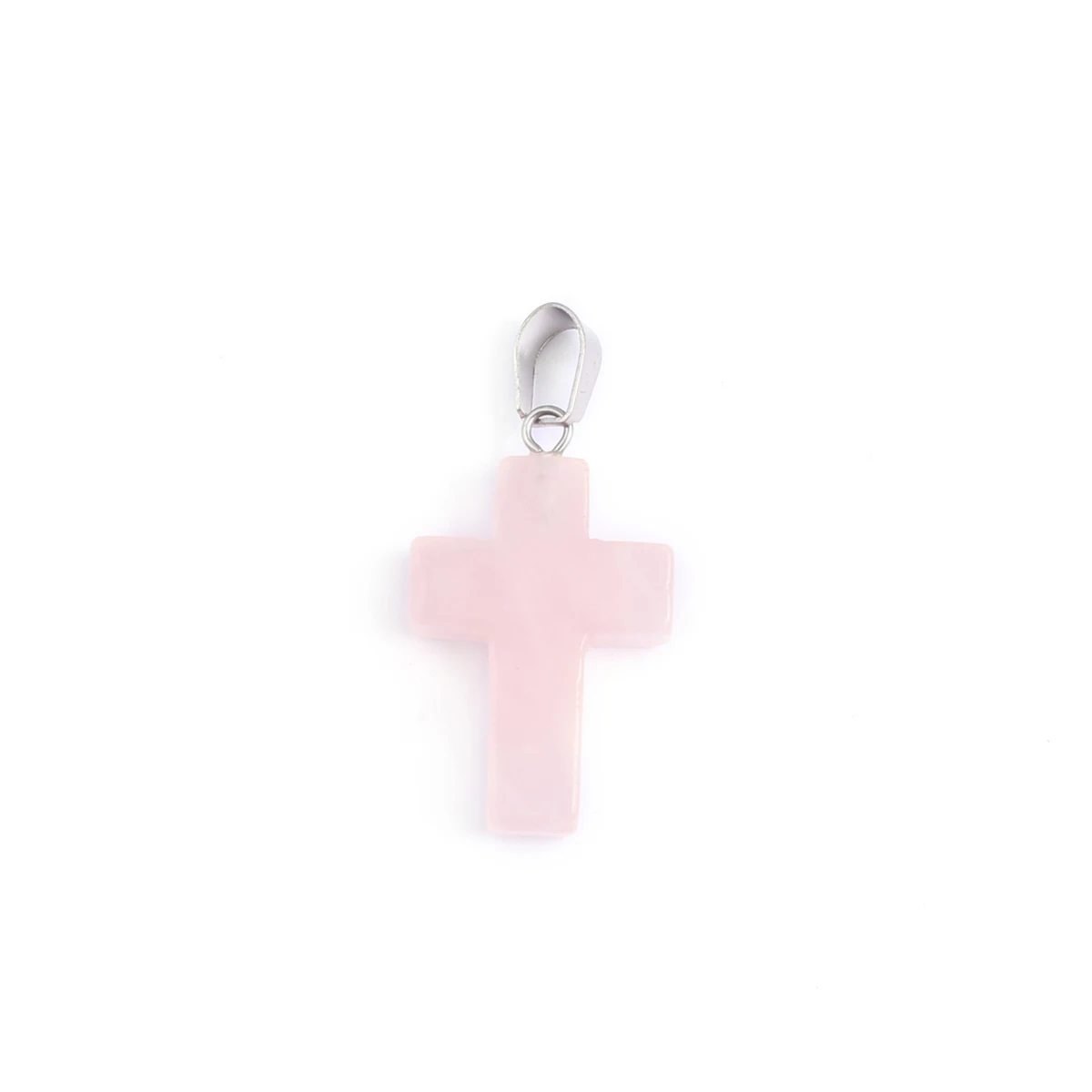 2Pcs Necklace Pendant Natural Stone Cross-Shaped Rose Quartz Pendant For Jewelry Making DIY Necklace Bracelet Earring Accessory