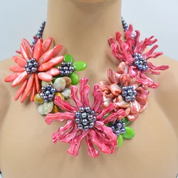 N-2017-5-12-11-30 Classic romantic Africa shell flower necklace 20