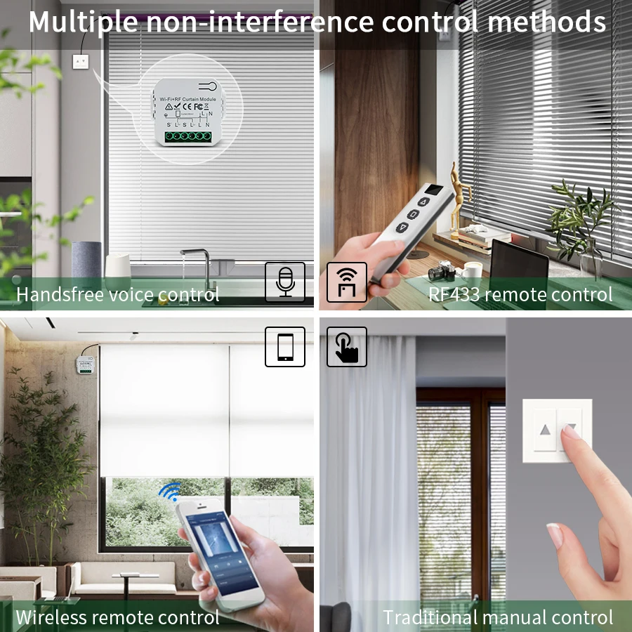 Tuya WiFi Smart Curtain Switch Module 433MHz Smart Curtain Switch Remote Control Smart Life APP For Works With Alexa Google Home