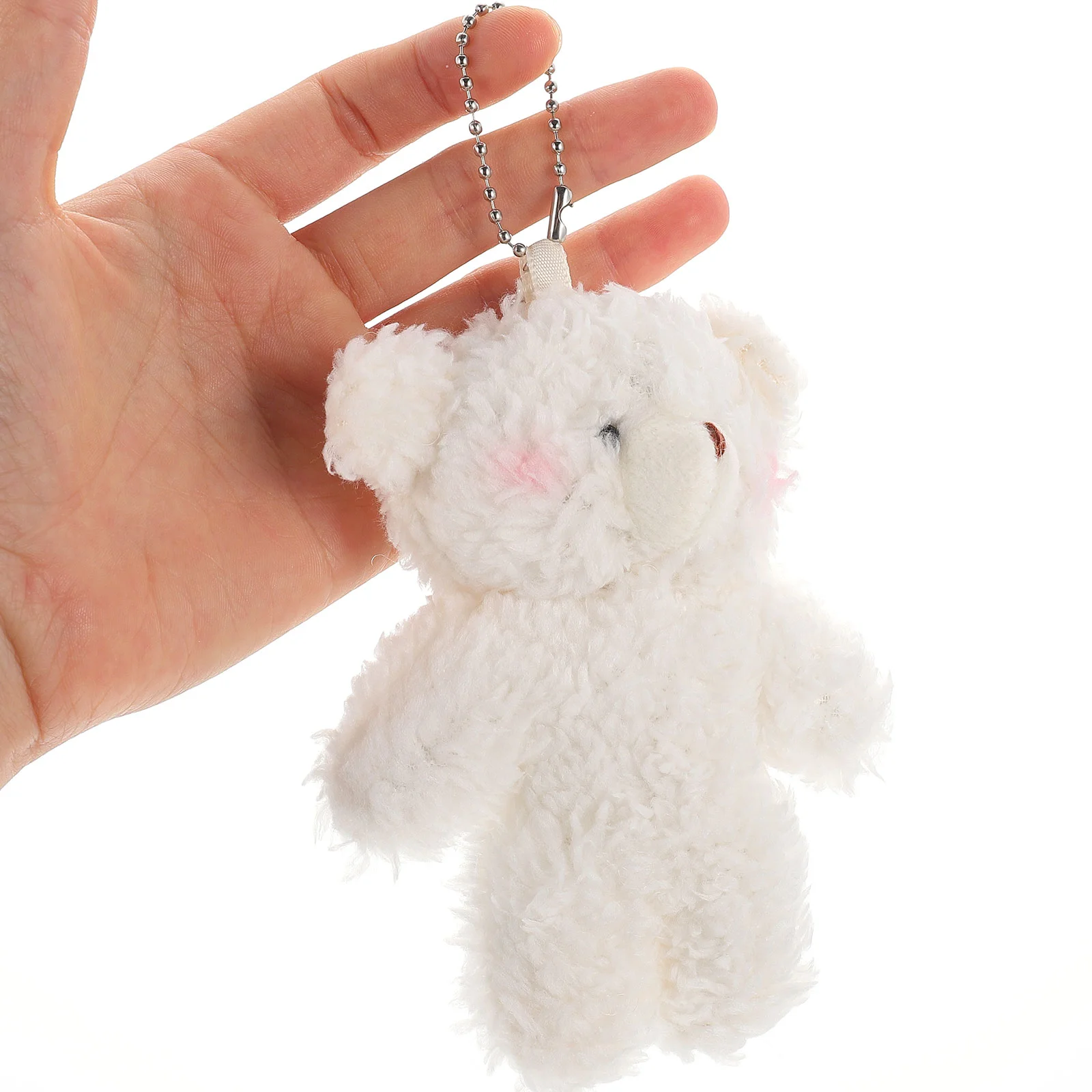 2 Pcs Kid Wallet Bear Keychain Fluffy Plush Ring for Women Bags Stuffed Animal Hanging Ornament White Rings Kawaii Child