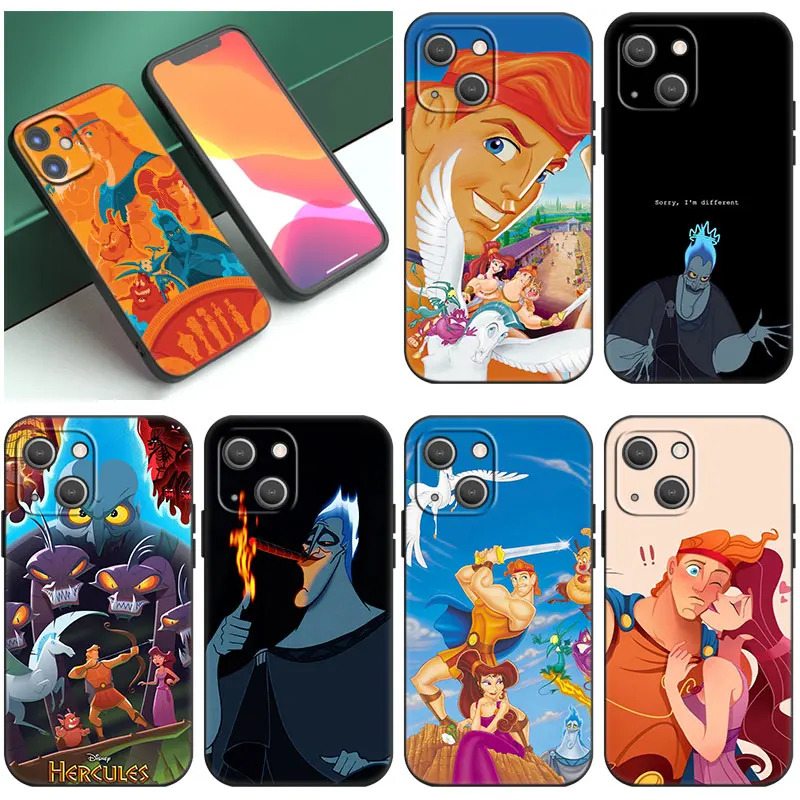 Disney Hercules Black Phone Case For Apple iPhone 14 12 13 Mini 11 Pro XR X XS MAX 6S 7 8 Plus 5S SE 2020 2022 Silicone Cover