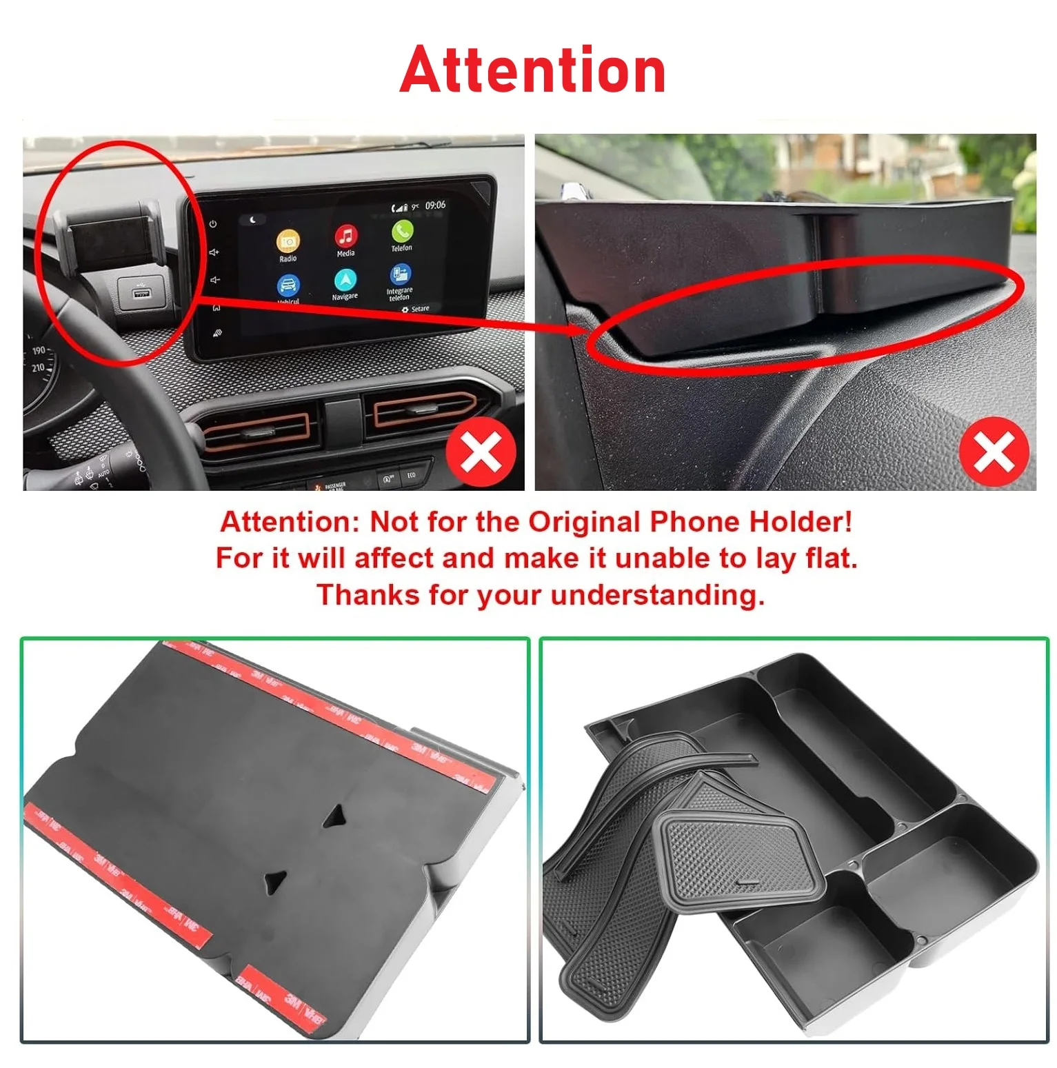 RUIYA for Dacia Sandero 3 / Sandero Stepway III Car Central Console Storage Box Auto Interior Dacia Sandero Stepway Accessories