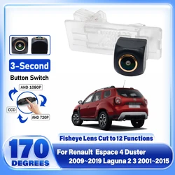 1920×1080P 170° Reversing Rear View AHD Back up Camera License Plate Light Installation For Renault  Espace 4 Duster Laguna 2 3