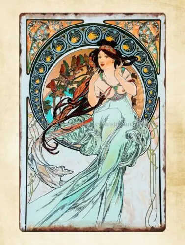 room metal art The Arts Music 1898 Alphonse Mucha art nouveau metal tin sign