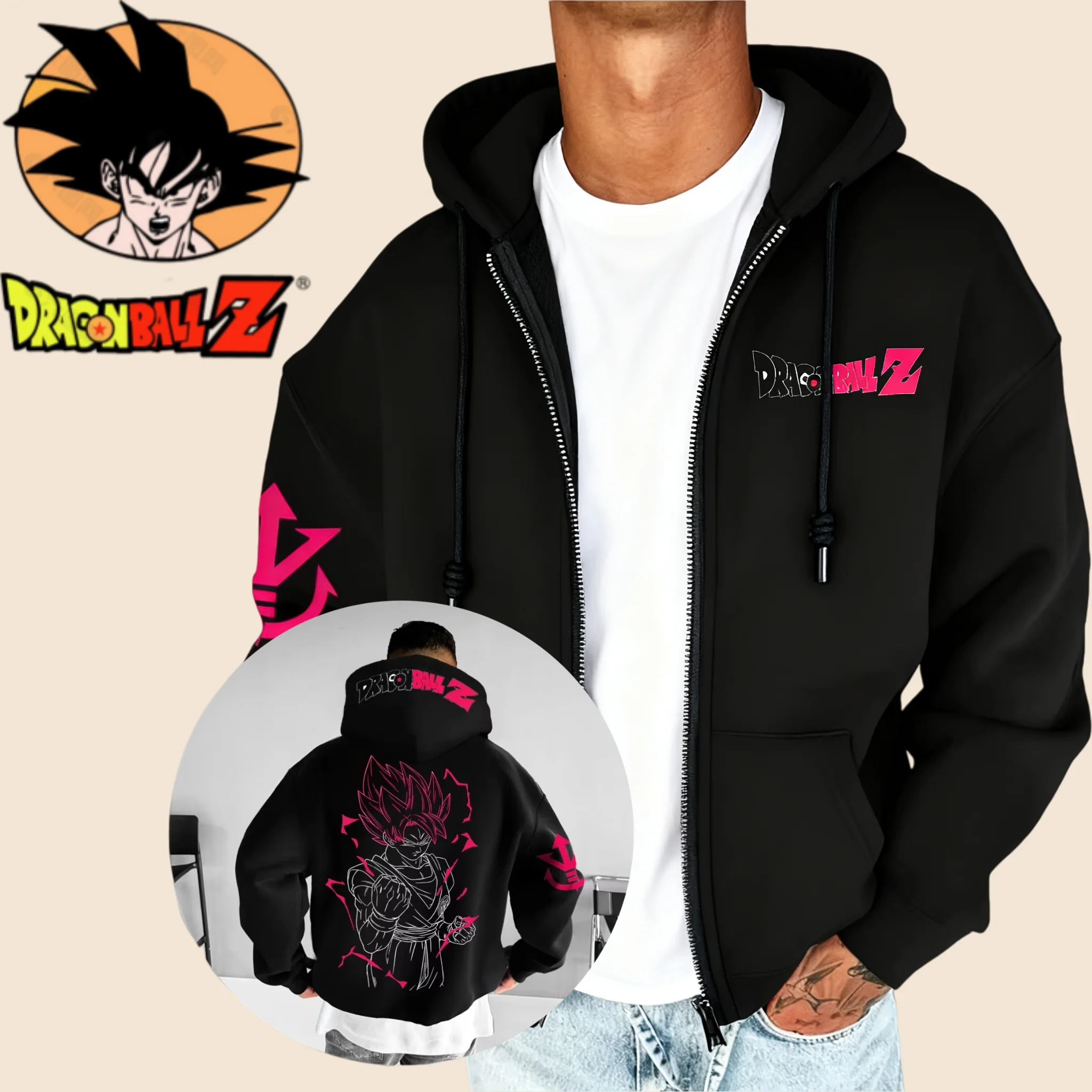 

Super Sized Dragon Ball Anime Zipper Jacket 2025 Autumn/Winter Men's Women's Hoodies Sportswear Street Wear Casual Fashion Top