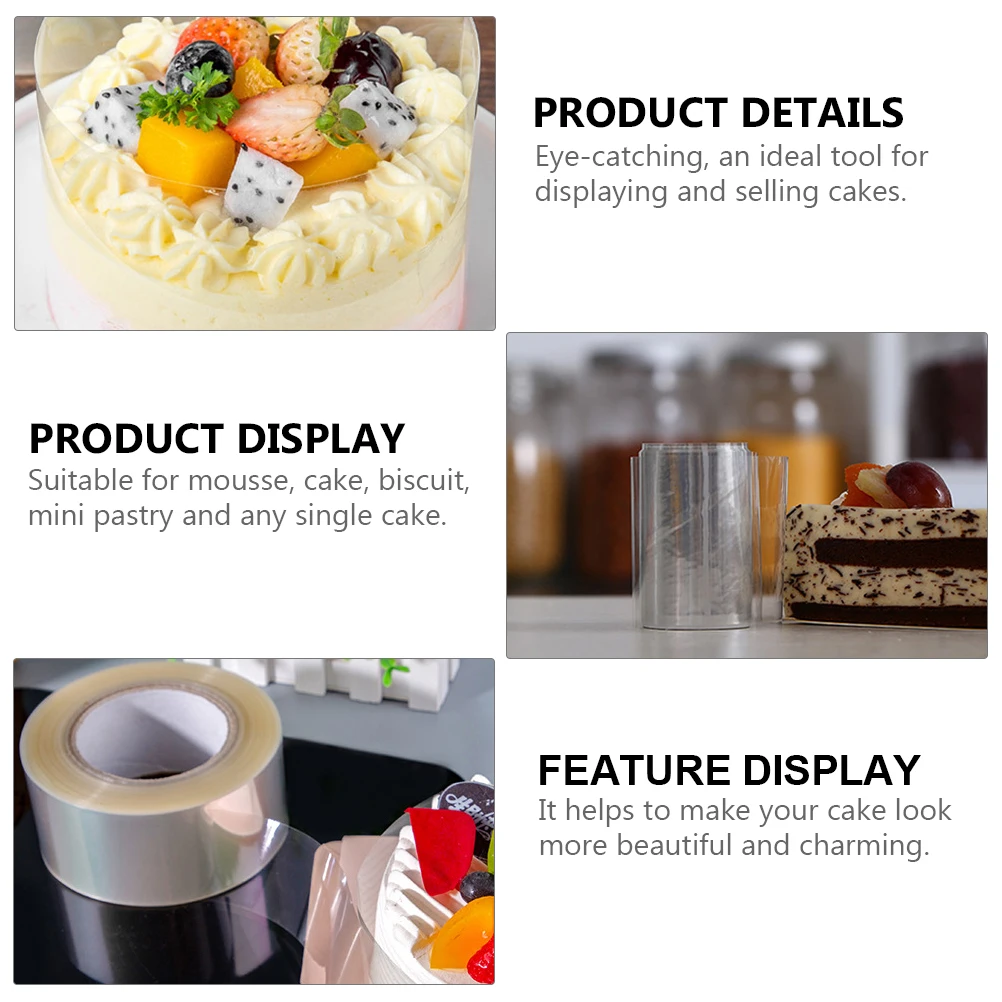 

1 Roll Transparent Cake Collar Creative Cake Surround Accessories for Mousse Cakes Mini Pastries Bakery Wedding Party Supplies