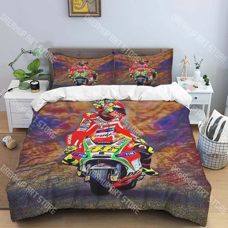 3D Printed Motorcycle Fleet Racing Bedding Set for Boys Girls Duvet Cover Pillowcase Twin Queen King Full Single Double Sizes