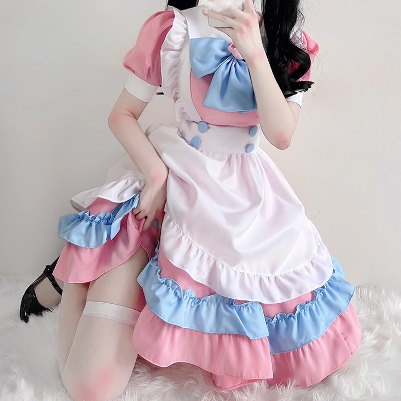 

Pink Maid Outfit Bow Maid Outfit Lolita Dress Soft Sister Cosplay Costume Alice Cos Outfit