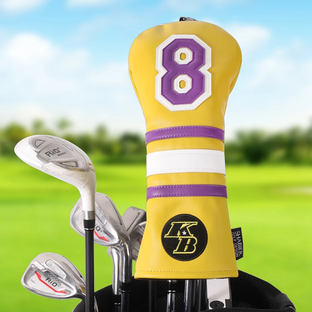 

Yellow Number 8 Soft PU Leather Golf Club Headcover FW Fairway Wood Cover