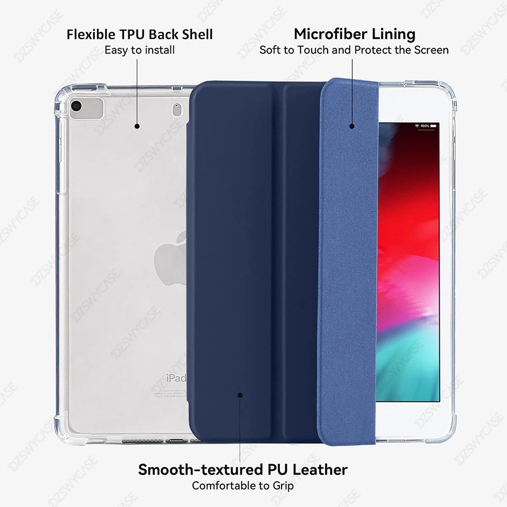 Case for iPad Mini 5/4th Gen 7.9 Inch with Stylus Holder, Slim Lightweight Protective with Soft Translucent Frosted TPU Cover view 6