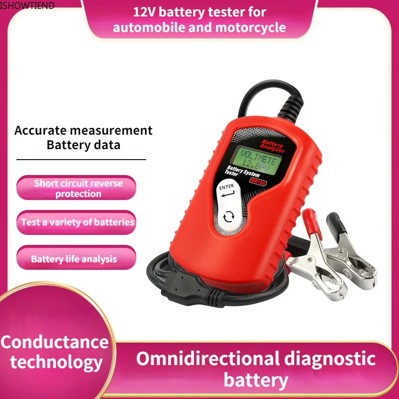 

Automobile Battery Tester 12V Battery Voltage Capacity Lead-acid Lithium Tester Omnidirectional Diagnostic Battery Car Accessory