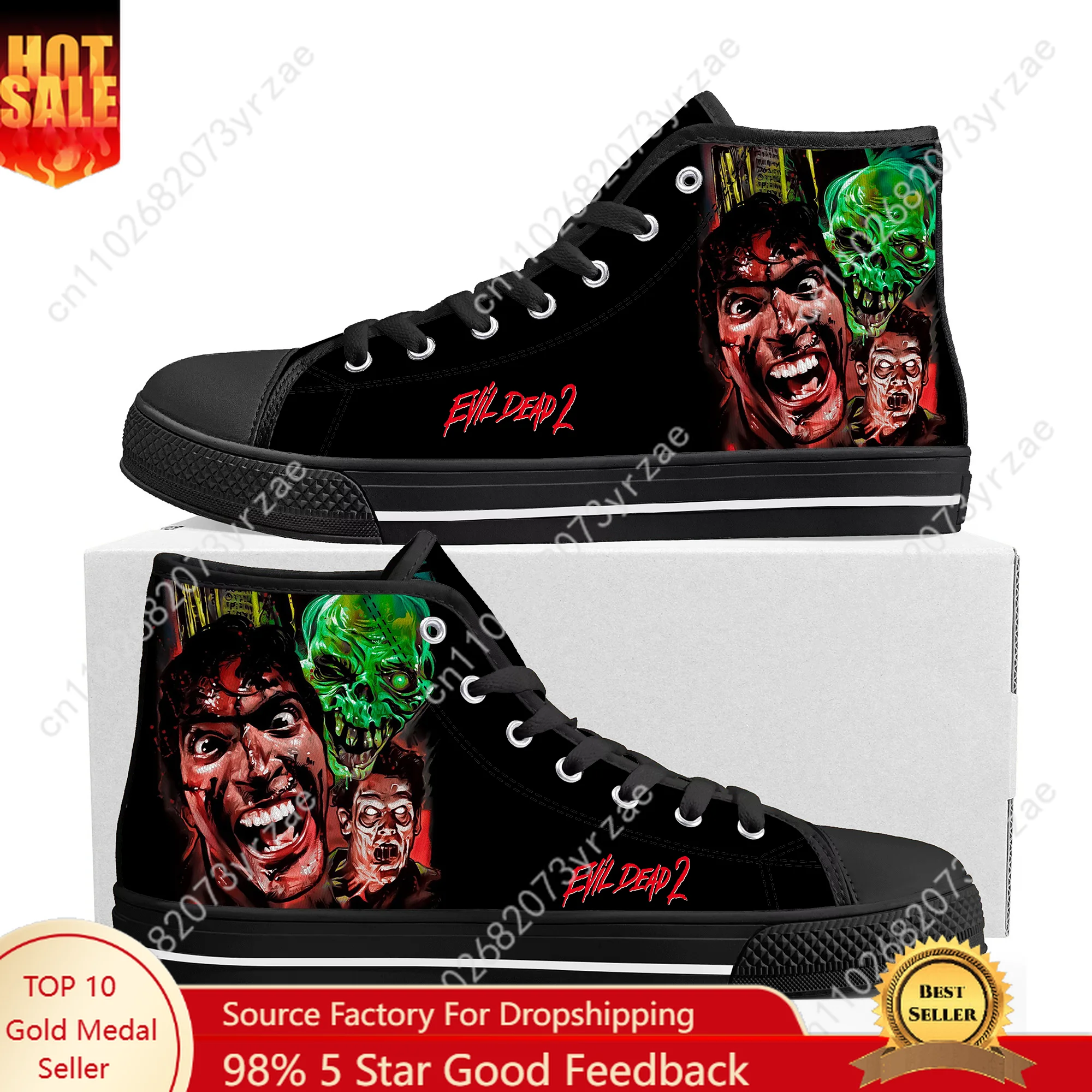 

Evil Dead II High Top Sneakers Men Women Teenager High Quality Fashion Trend Canvas Sneaker Built Casual Couple Customizedd Shoe