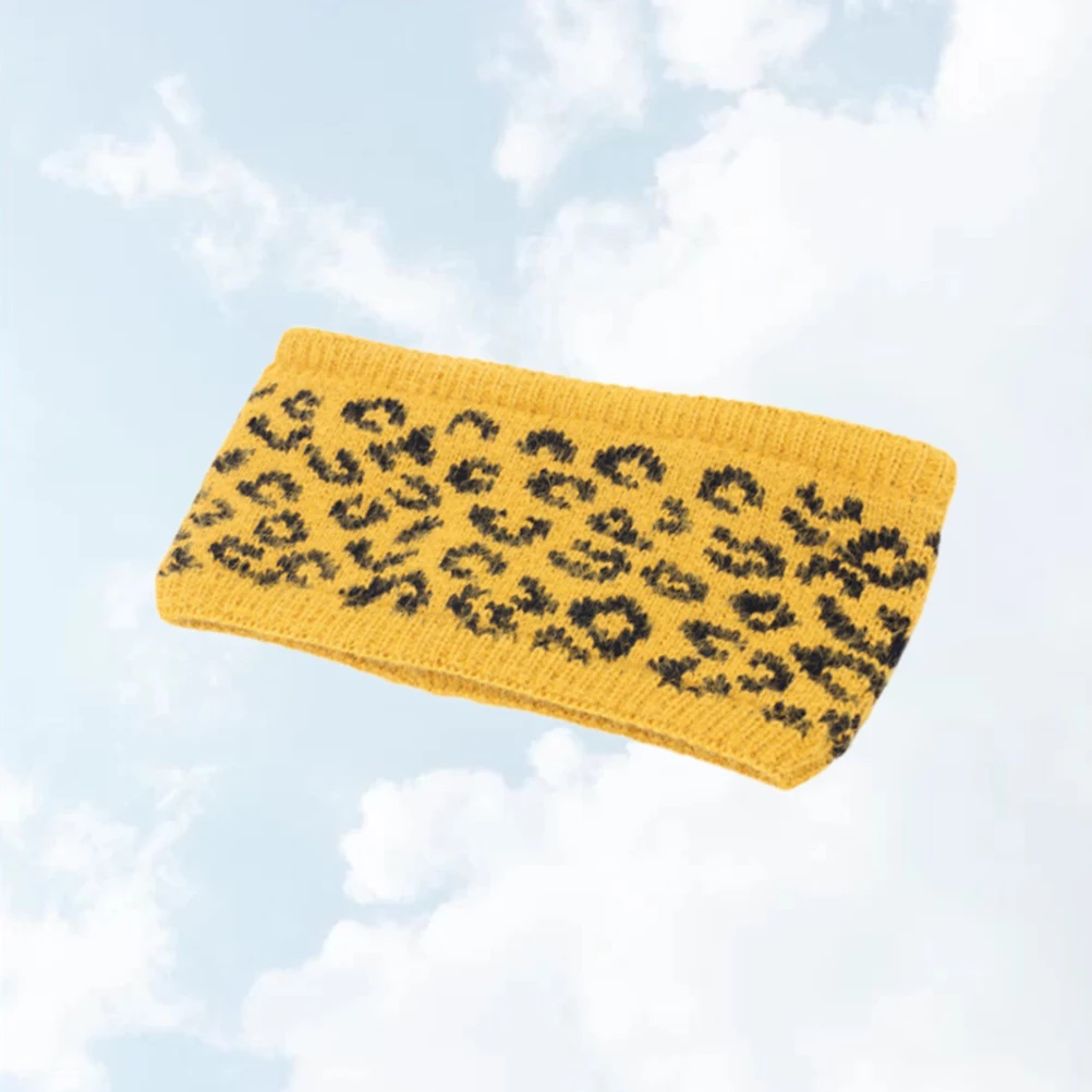 

Thickened Knitted Headband For Women Warm Winter Hair Band Leopard Pattern Wool Style Yellow Fashion Hair Accessories