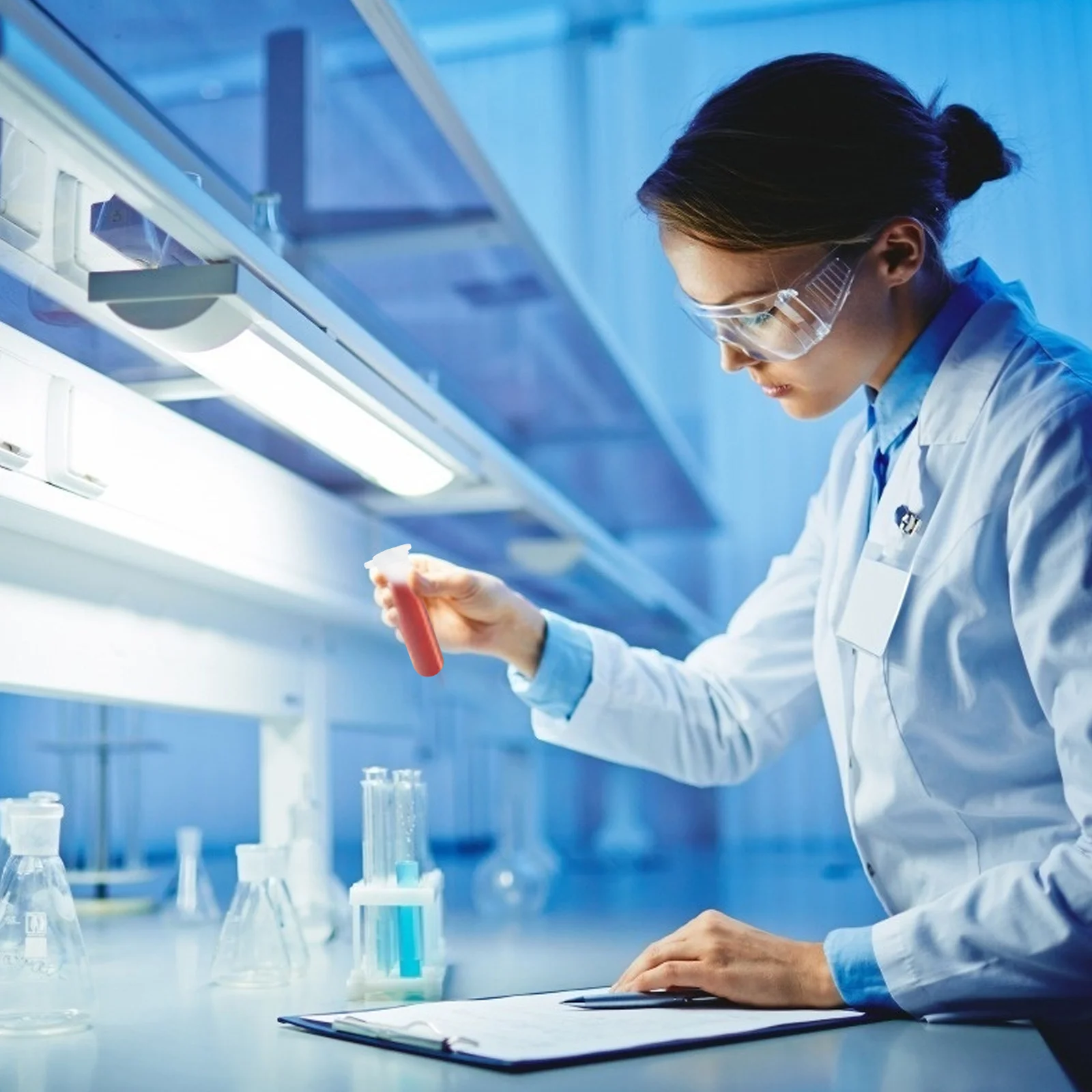 

300Pcs Clear Tubes Plastic High Transparency Graduated Scale Laboratory Test Sample Experiment Use Pe Tube