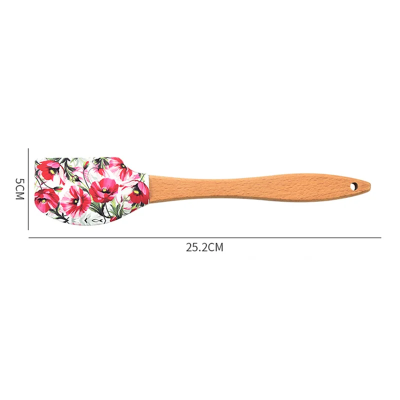 

25.7 × 5cm Silicone Spatula Long Wooden Handle Cake Scraper Cream Butter Mixer Manual Baking Tools Pastry and Bakery Accessories