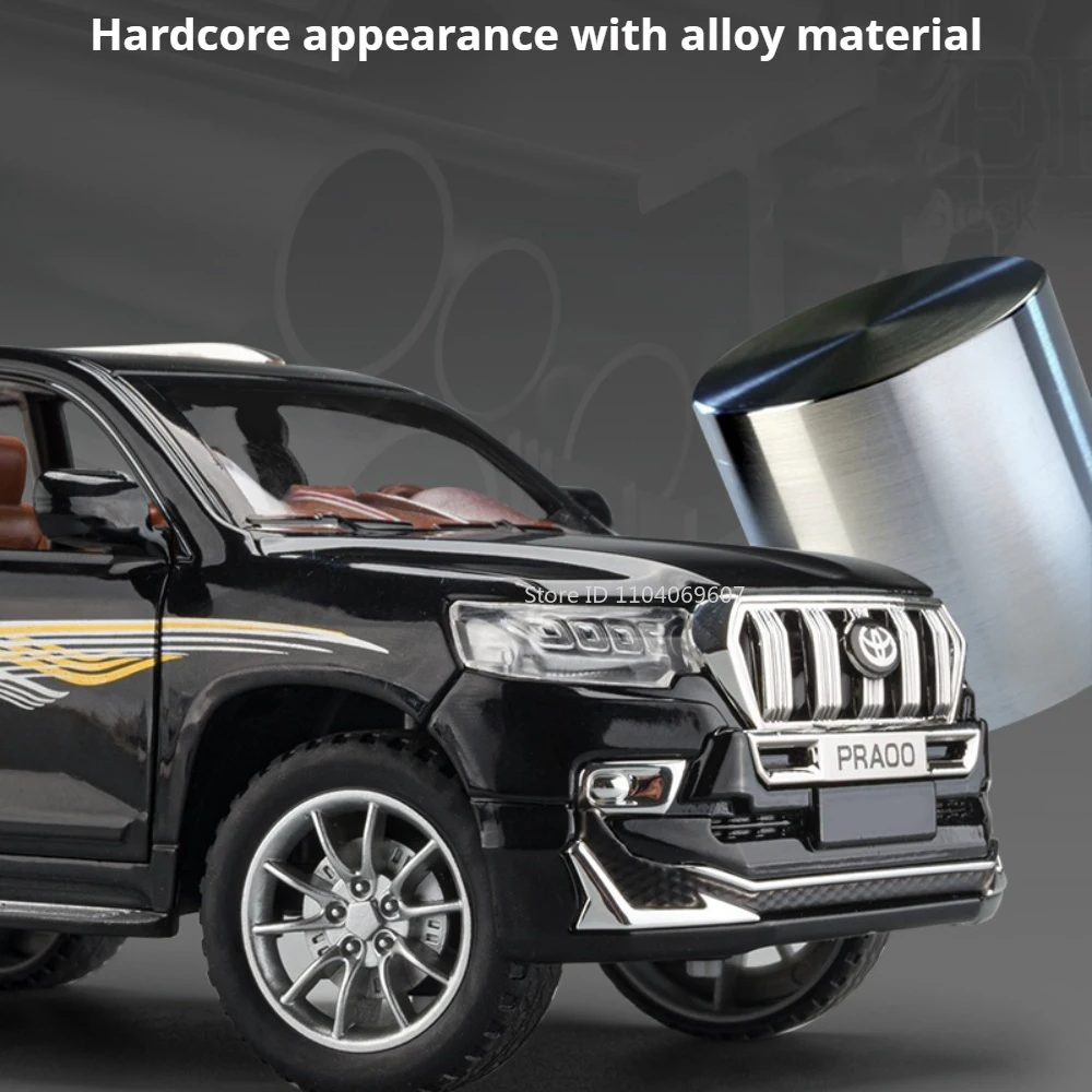 1:24 Scale Toy Model Prado Delica Off-road Vehicles Metal Diecast Shock Absorption Doors Opened Pull Back for Kids Edutainment