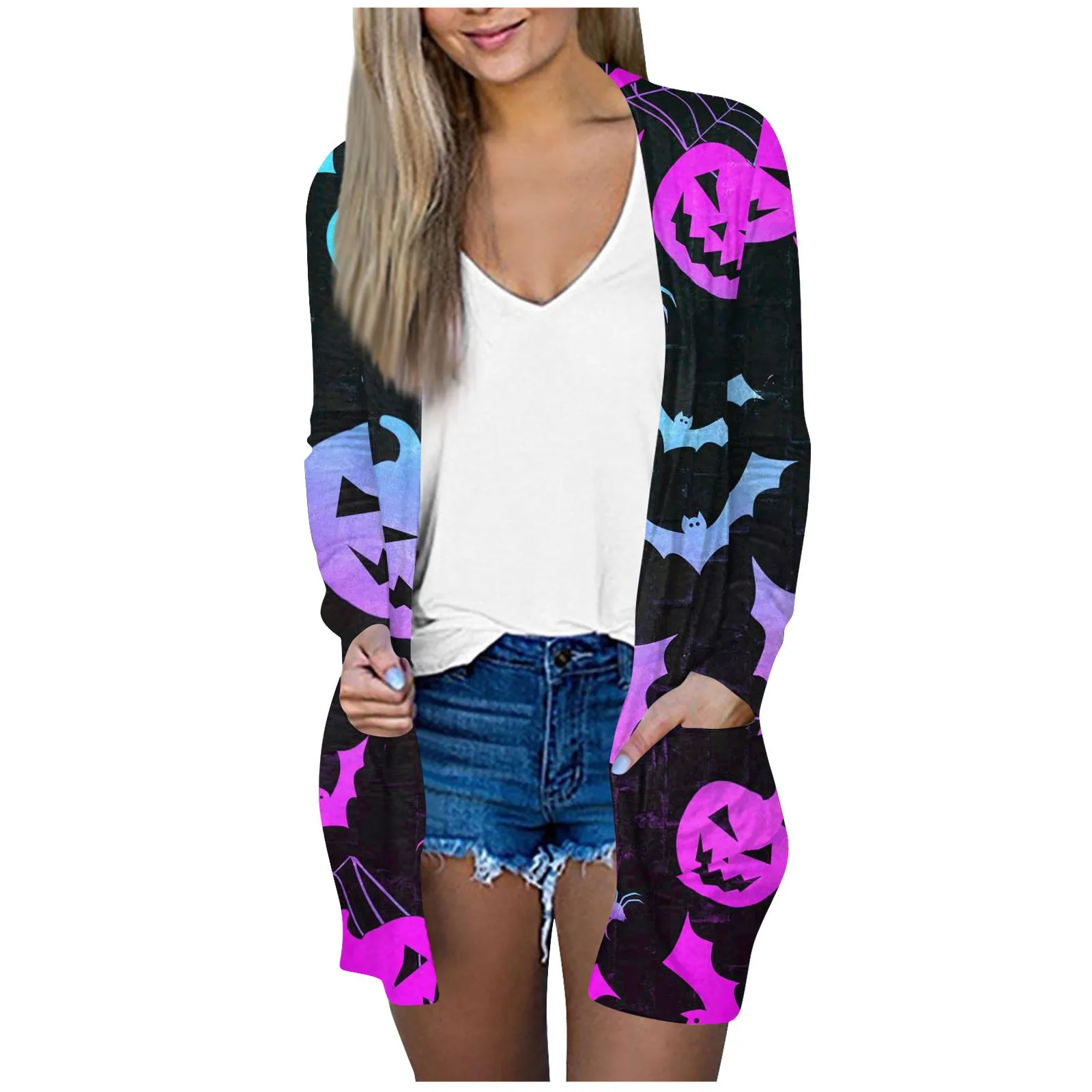 

Women's Cardigan Halloween Print Tops Loose Street Sweater Winter Cartoon Jackets Coat autumn winter Fashion Outerwear