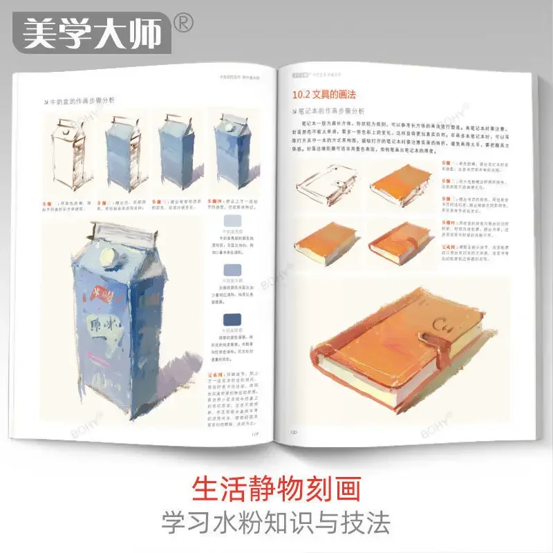 Tutorial aplikasi warna pensil guas cat air, buku Teknik Menggambar berbasis nol memulai buku lukis