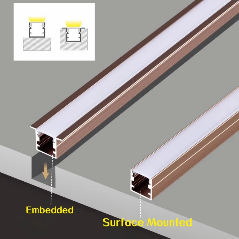 Różany złoty profil aluminiowy LED w stylu U/YW do 5050 5630 uchwytu kanałowego mleczna pokrywa wpuszczana szafka narożna półka listwa pasek światło