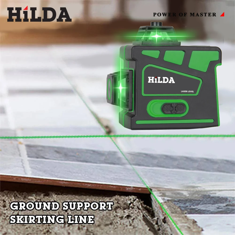 HILDA 3D New Style 12 linee livello Laser autolivellante 360 croce orizzontale e verticale linea di raggio Laser verde Super potente