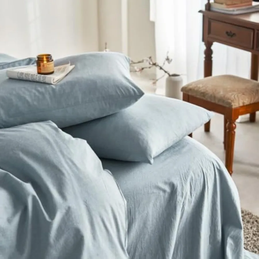 

Комплект пододеяльников из 100% стираного хлопка с текстурой, напоминающей лен, дышащий, из перкаля, прочный, удобный, в стиле фермерского дома, нейтральный, размер S