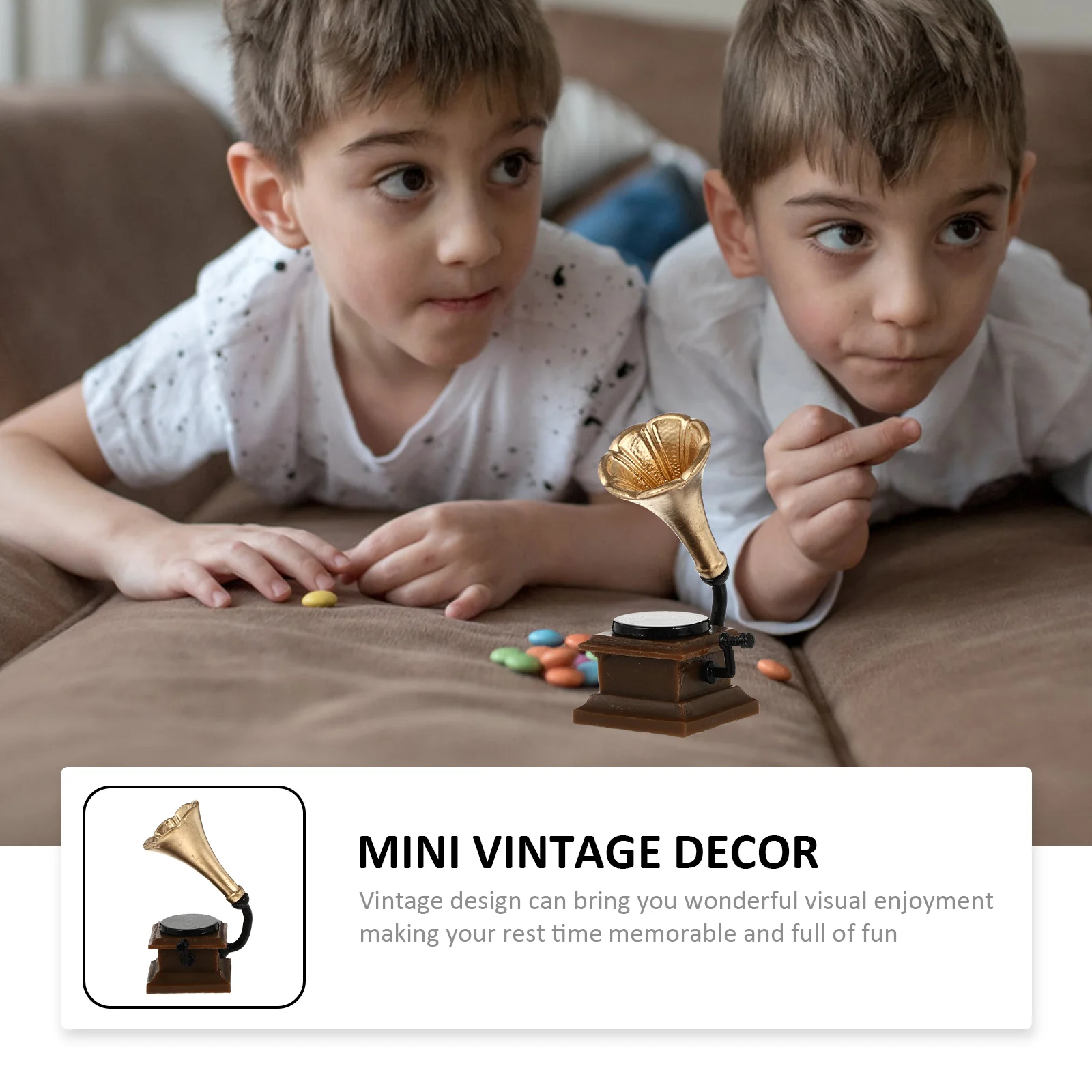 Mini Gramophone Home Decorative Supply Phonograph Model Tabletop Adornment Simulation Photography Props Toy