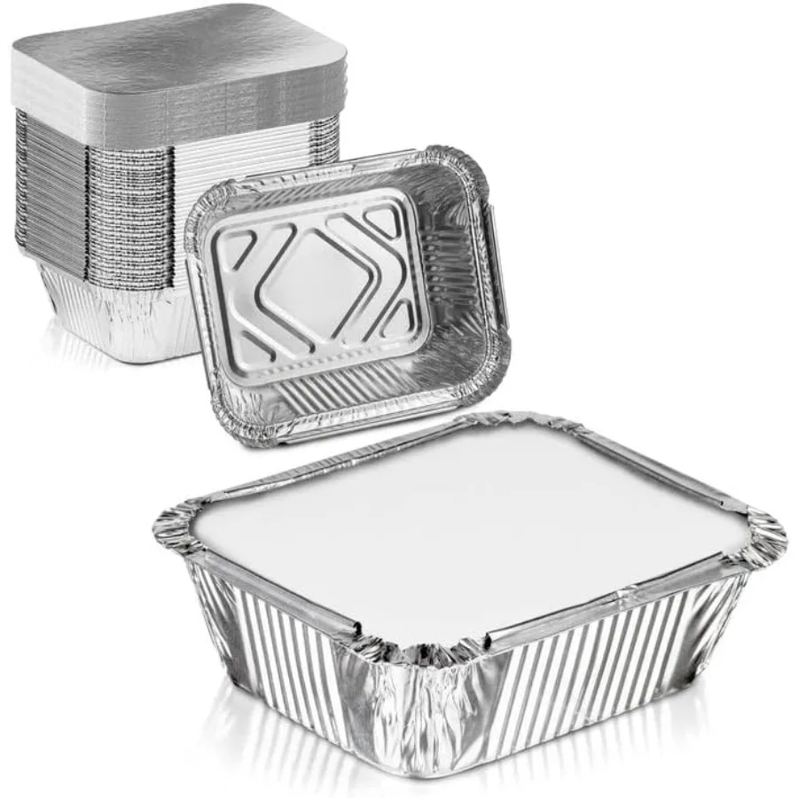 9 لتر × 6.25 واط مقلاة مستطيلة يمكن التخلص منها مع أغطية ألواح 5 رطل من رقائق الألومنيوم مقالي مستطيلة: 100 مثالية قابلة لإعادة التدوير لتحميص الخبز و #3