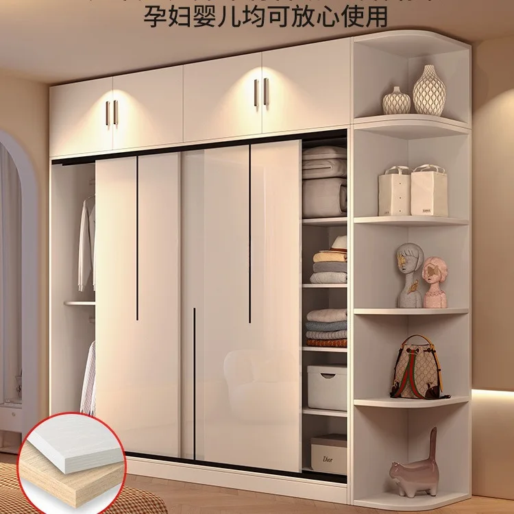 

New wardrobe household bedroom sliding door solid wood rental room e****mical new 2025 small apartment large wardrobe