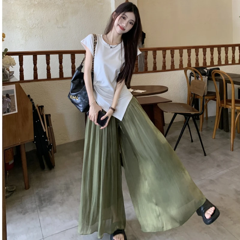 

T-shirt Women's Pants Two Piece Set Casual Elegant Luxury Outfit Top and Bottom Clothes Cheap Co Ord High Waist Ladies Trouser